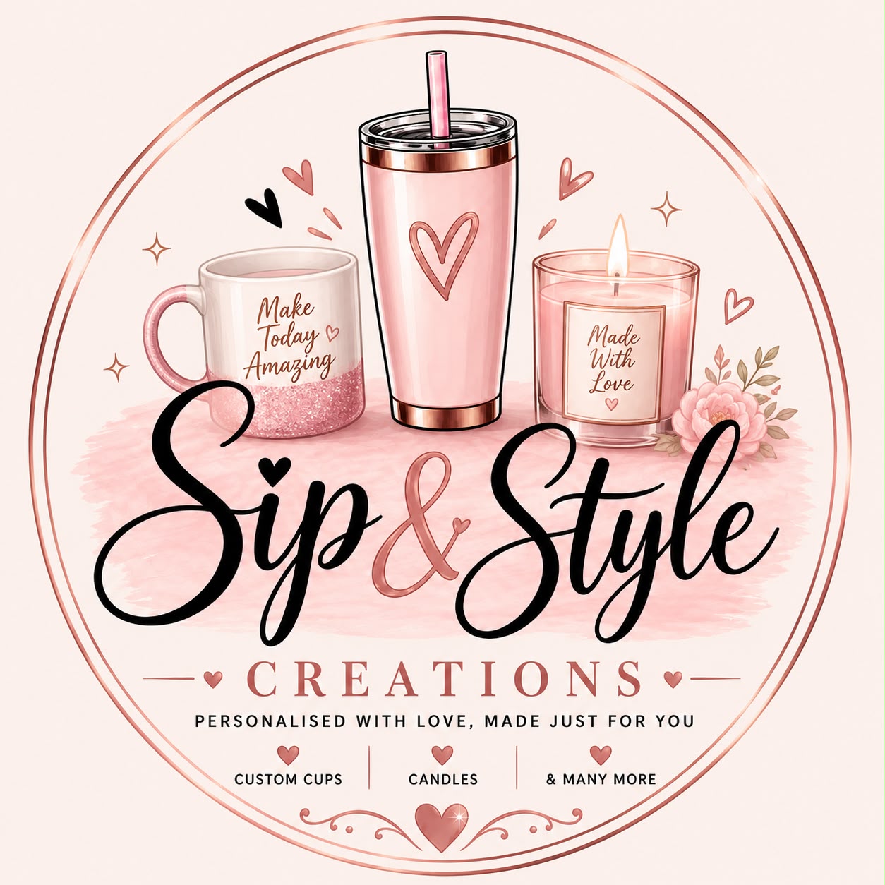 Sip & Style Creations products and logo